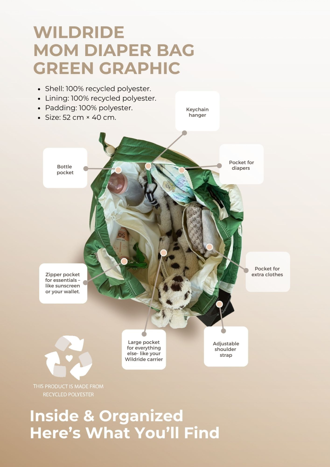 Mom Diaper Bag Green Graphic